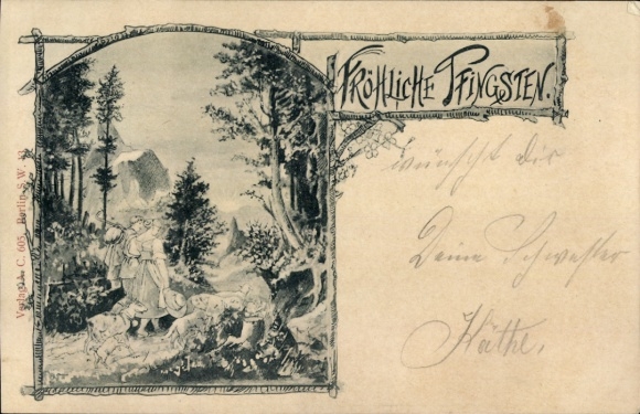 Ak Frohe Pfingsten, Ziegenhirte