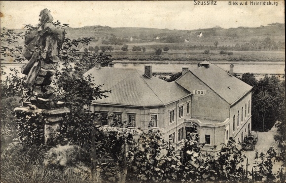 Ak Diesbar Seußlitz Nünchritz an der Elbe, uitzicht vanaf Heinrichsburg, herberg
