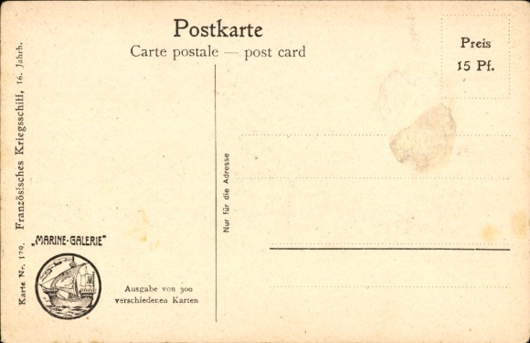 Artist Postcard Rave, Chr., Marine Gallery No. 179, French warship