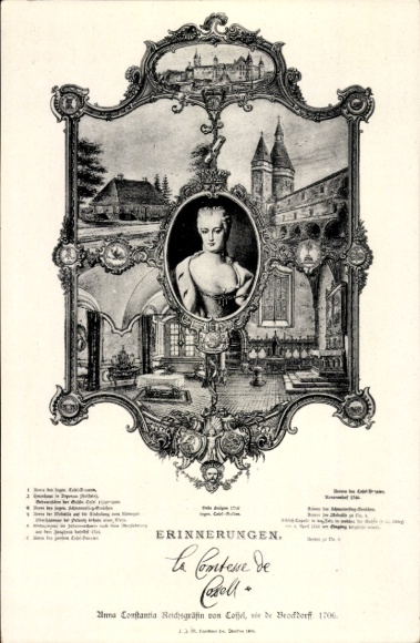 Postcard Stolpen in Saxony, Stolpen Castle, Countess Cosel portrait