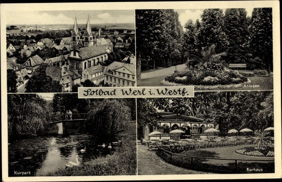 Postcard Werl in Westphalia, city, spa park, spa house, facilities