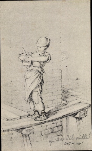 Kunstenaarskaart Hendschel, Albert, schetsen serie II, stoute jongens, hij helpt zichzelf
