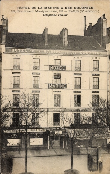 Ansichtkaart Parijs VI., Hotel de la Marine et des Colonies, Boulevard Montparnasse