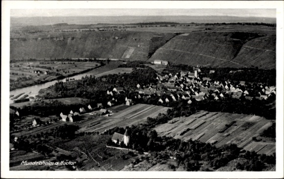 Postcard Mundelsheim am Neckar Württemberg, aerial photograph