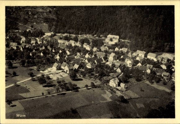Postcard Würm Pforzheim in the Black Forest, aerial photograph