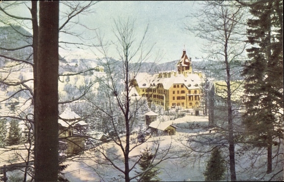 Postcard Semmering in Lower Austria, Hotel Erzherzog Johann in winter