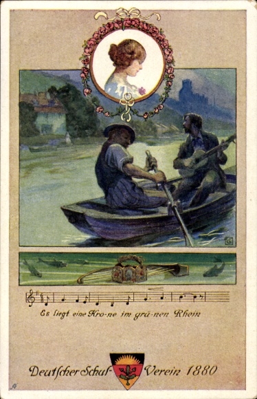 Song Postcard There lies a crown in the green Rhine, German School Association No. 91