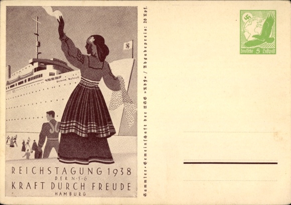 Ganzsachen Ak Hamburg, Reichstagung der NSG KdF 1938, Dampfer Wilhelm Gustloff