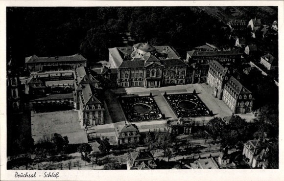 Postcard Bruchsal im Kraichgau, castle, aerial photograph