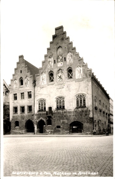 Postcard Wasserburg am Inn Upper Bavaria, Town Hall with Bread House