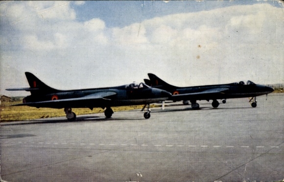 Postcard Belgian fighter aircraft, fighter aircraft, interceptor Hawker Hunter MK VI