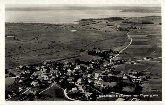 Postcard Grabenstätt in Upper Bavaria, aerial photograph