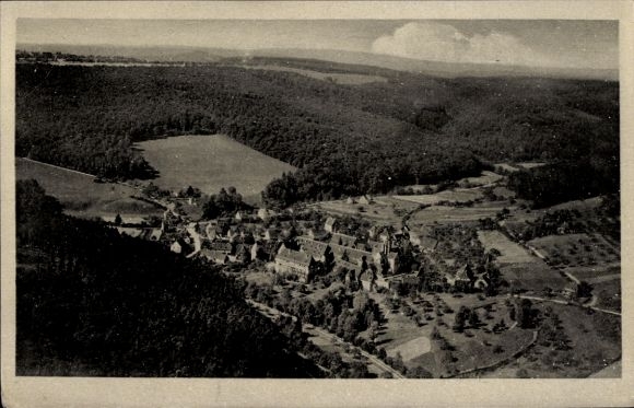 Ak Bebenhausen Tübingen am Neckar, luchtfoto van bossen, velden, gebouwen
