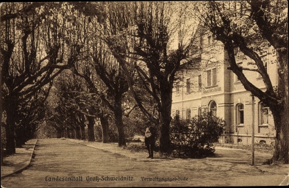 Postcard Großschweidnitz in Saxony, administration building of the state institute