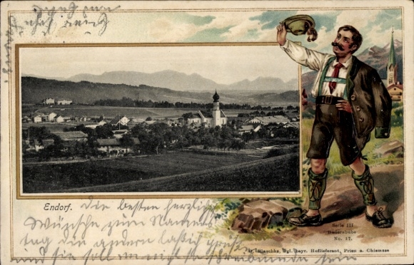 Stamp Postcard Bad Endorf in Chiemgau Upper Bavaria, general view