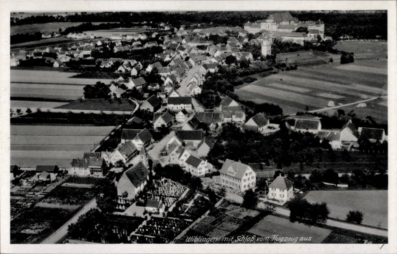 Postcard Wiblingen Ulm on the Danube, panorama, castle, aerial photograph