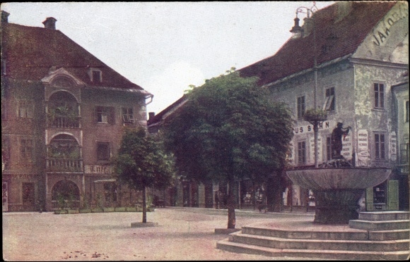 Postcard Sankt Veit an der Glan Carinthia, square with fountain