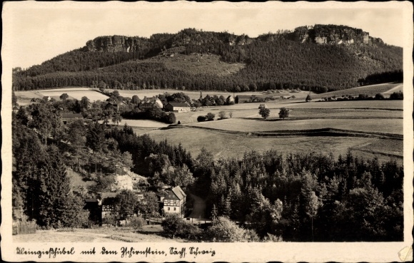 Ak Kleinüßhübel Reinhardtsdorf Schöna Saksen, stad met de Schirnstein