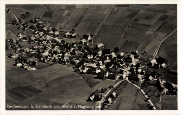Postcard Reichenbach near Steinbach am Wald Upper Franconia, aerial photograph
