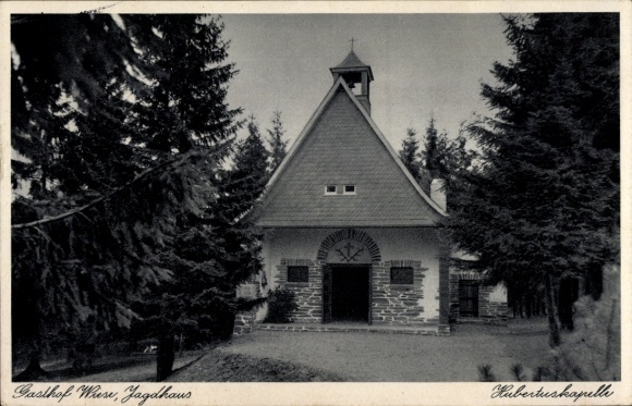 Ak Jagdhaus Schmallenberg im Hochsauerland, Gasthof Wiese, Hubertuskapelle