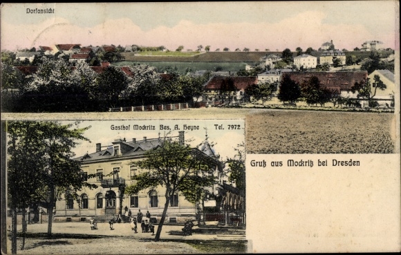Postcard Dresden Mockritz, village view, Gasthof Mockritz