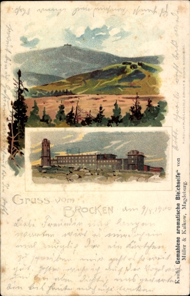 Litho Brocken Nationalpark Harz, Unterkunftshaus Außenansicht