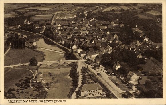 Postcard Oedheim in Baden Württemberg, aerial photograph