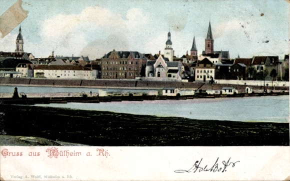 Ak Mülheim am Rhein Köln, Teilansicht, Schiffbrücke