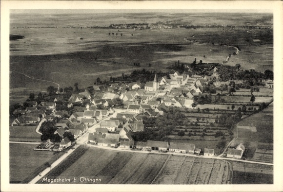 Postcard Megesheim near Oettingen Swabia, aerial photograph