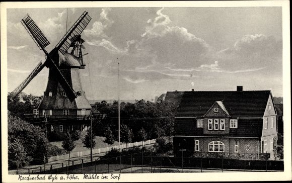 Ak Wyk auf Föhr Nordfriesland, Windmühle