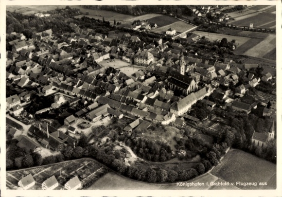 Postcard Bad Königshofen im Grabfeld Unterfranken, aerial photograph