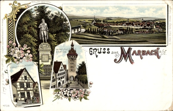 Tłoczona Litografia Liechtenstein, Flaga Narodowa, Powiewająca Flaga