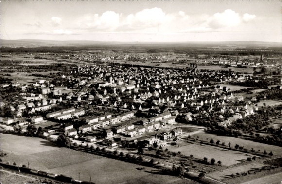 Postcard Dörnigheim am Main, aerial photograph