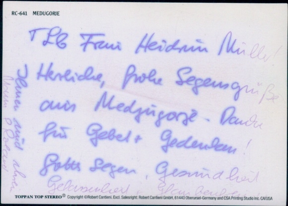 3-D Postcard Međugorje Bosnia-Herzegovina, Church, Sculpture, Saint