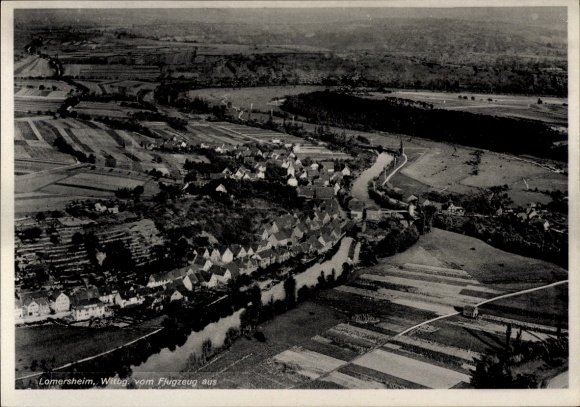 Postcard Lomersheim Mühlacker in the Enzkreis, aerial photograph
