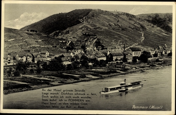 PC Pomerania on the Moselle Rhineland Palatinate, Moselle lot, place, steamer