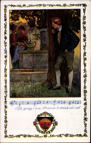 Song Postcard Now I&#39;m going to Brünnele, but don&#39;t drink, German School Association 368