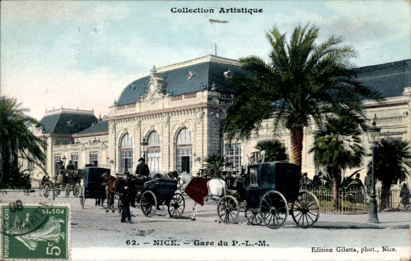 Ak Nizza Nizza Alpes Maritimes, Gare, Kutsche