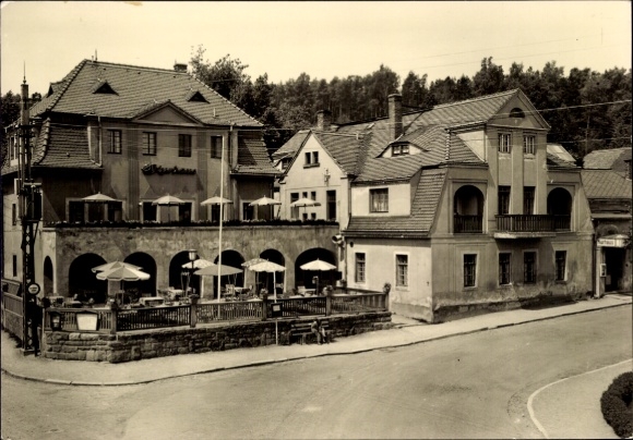 Ak Hartha Hintergersdorf Tharandt im Erzgebirge, Blick auf Hotel und HOG Kurhaus, Terrasse