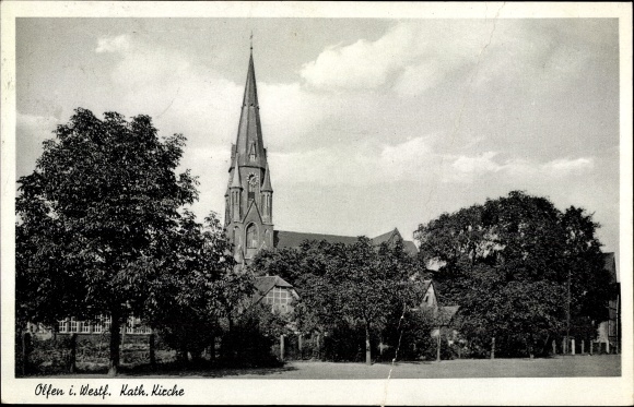 Postcard Olfen in Münsterland Westphalia, Catholic Church