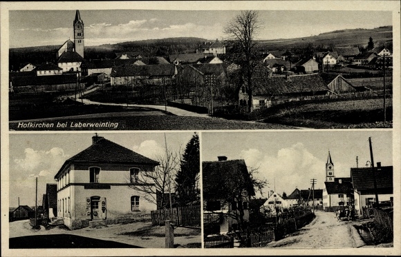 Postcard Hofkirchen in Niederbayern, overall view, street section