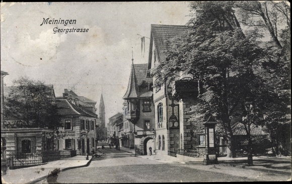Ak Meiningen in Thüringen, Georgstraße, Blick zur Kirche