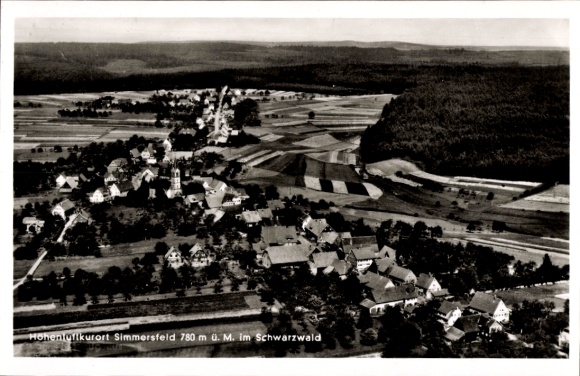 Postcard Simmersfeld in the Black Forest, aerial photograph
