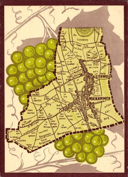 Plan miasta KP Alsterweiler Maikammer w Palatynacie, winogrona, Eichelberg, boisko