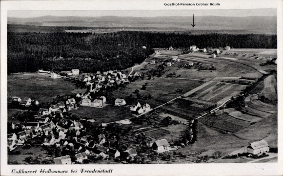 Postcard Hallwangen Dornstetten in the Black Forest Württemberg, climatic health resort Gasthof-Pension Grüner Baum, lä