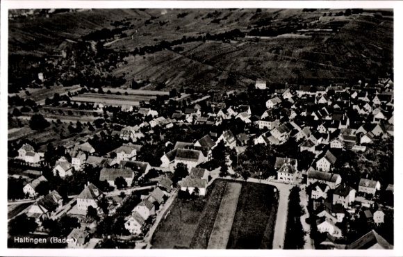 Ak Haltingen Weil am Rhein Baden, Fliegeraufnahme