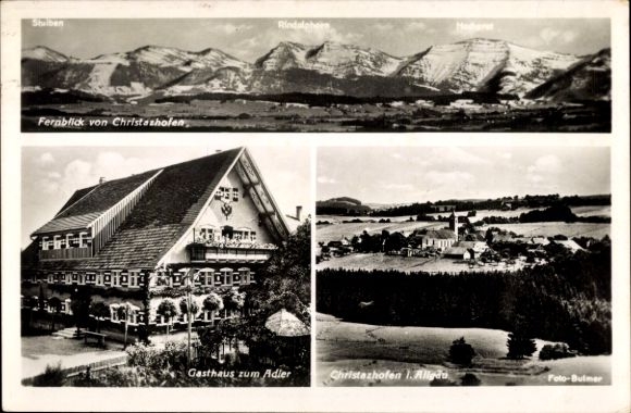 Postcard Christazhofen Argenbühl in Allgäu, general view, Gasthaus zum Adler