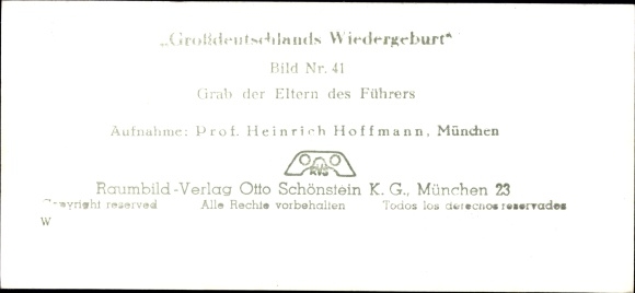 Stereo spatial image photo &quot;Greater Germany&#39;s rebirth&quot;, No. 41, Braunau am Inn, Hitler&#39;s parents&#39; grave