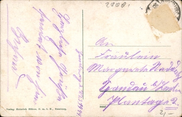 Postcard Hamburg, Hauptbahnhof, Reisender m. Mishap, Humor, Tram