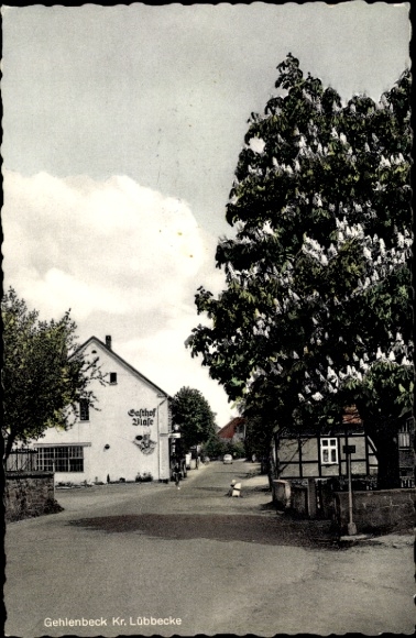 Postcard Gehlenbeck Lübbecke in East Westphalia, inn, street section